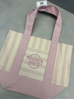 Trader Joe’s Pink Stripe Canvas Tote Bag